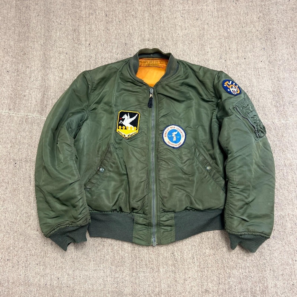 Vintage Alpha Industries USAF MA-1 Flying Jacket Mens Medium Green 1960s
